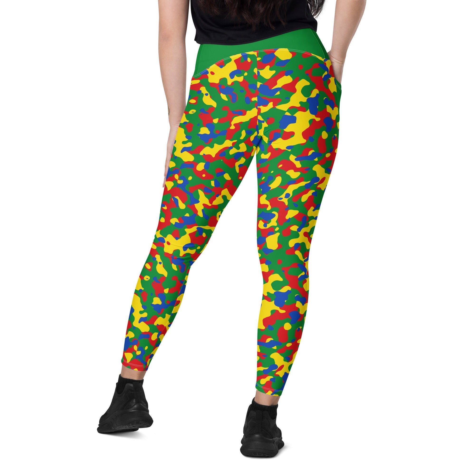 Ethiopia Flag Camo Leggings with pockets - Conscious Apparel Store