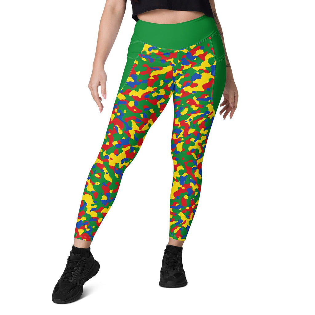 Ethiopia Flag Camo Leggings with pockets - Conscious Apparel Store