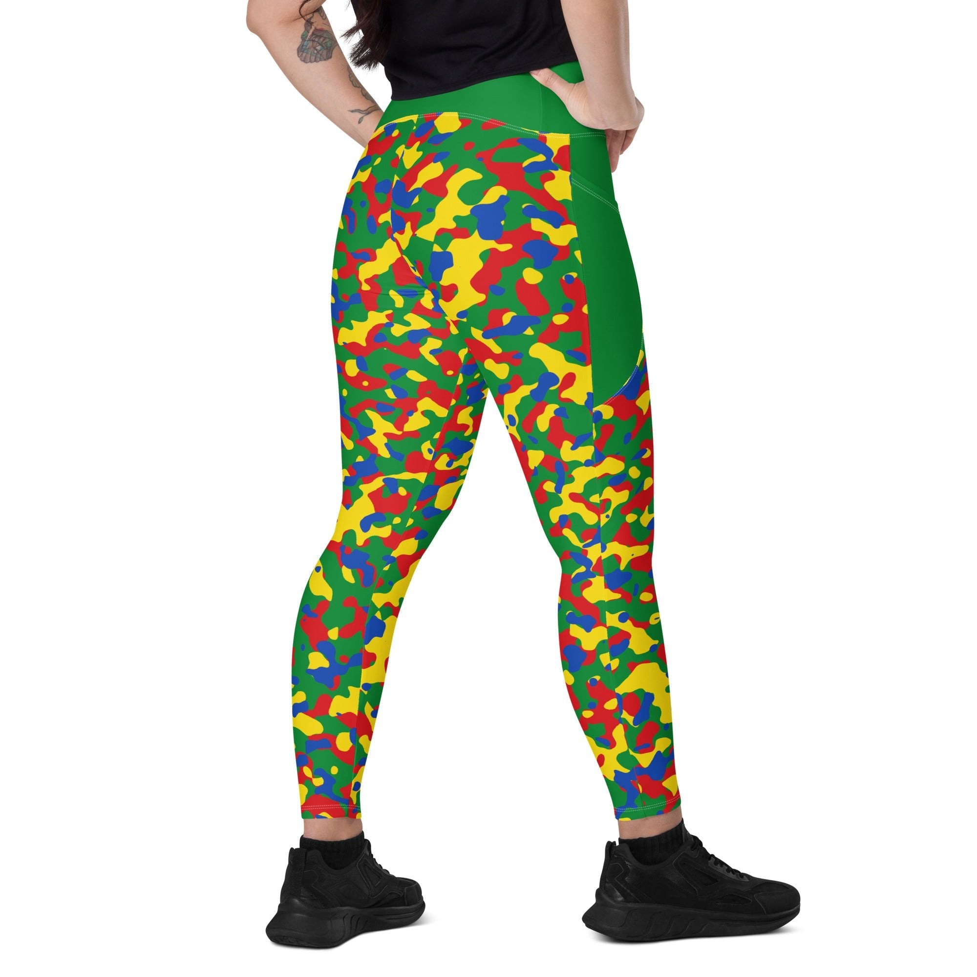 Ethiopia Flag Camo Leggings with pockets - Conscious Apparel Store