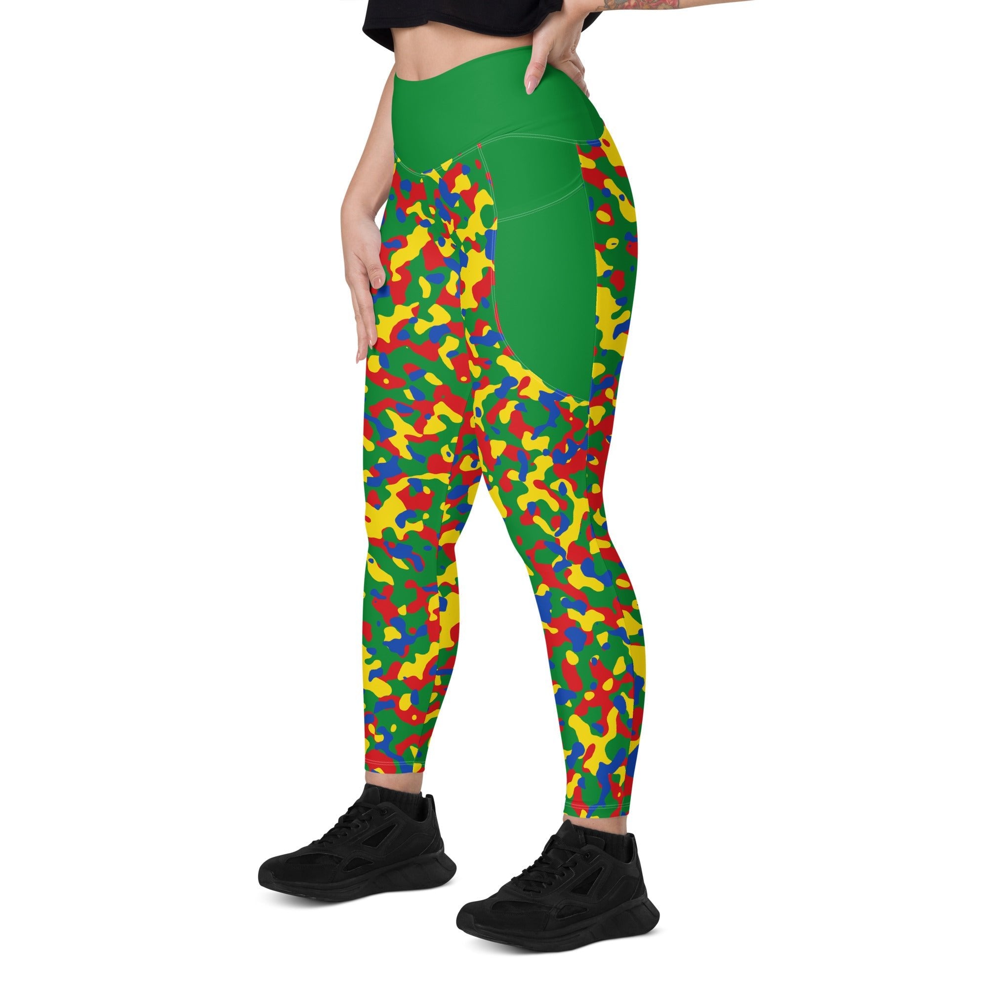 Ethiopia Flag Camo Leggings with pockets - Conscious Apparel Store