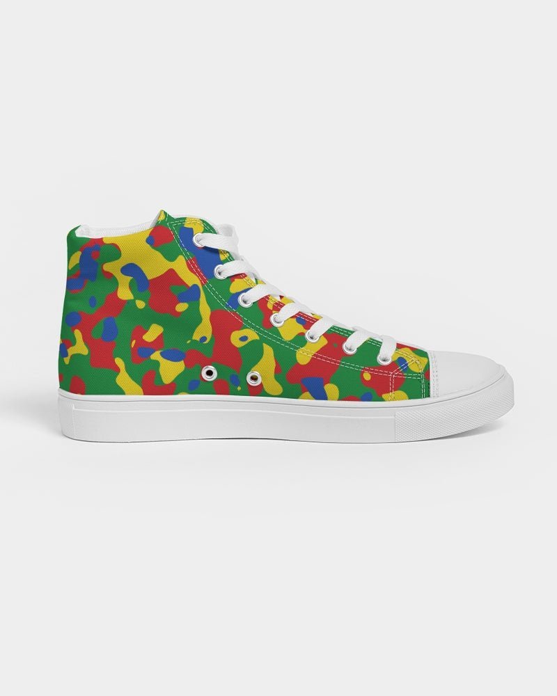 Ethiopia Flag Camo Men's Hightop Canvas Shoe - Conscious Apparel Store