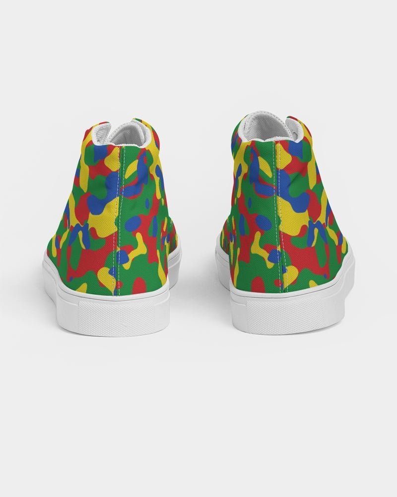 Ethiopia Flag Camo Men's Hightop Canvas Shoe - Conscious Apparel Store