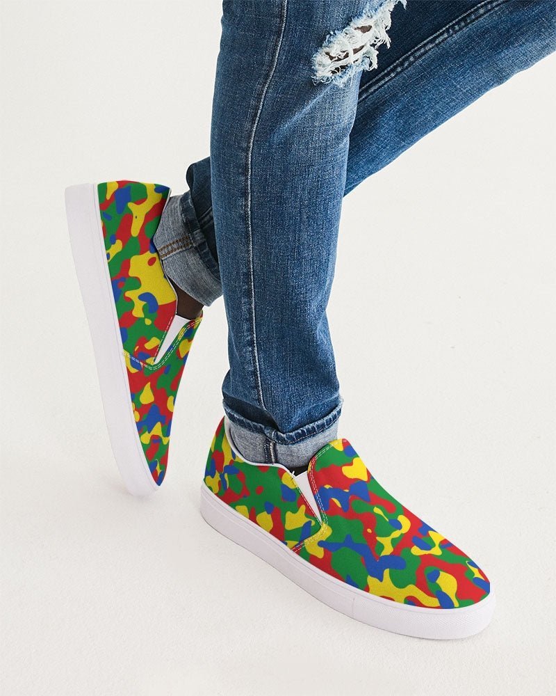Ethiopia Flag Camo Men's Slip-On Canvas Shoe - Conscious Apparel Store