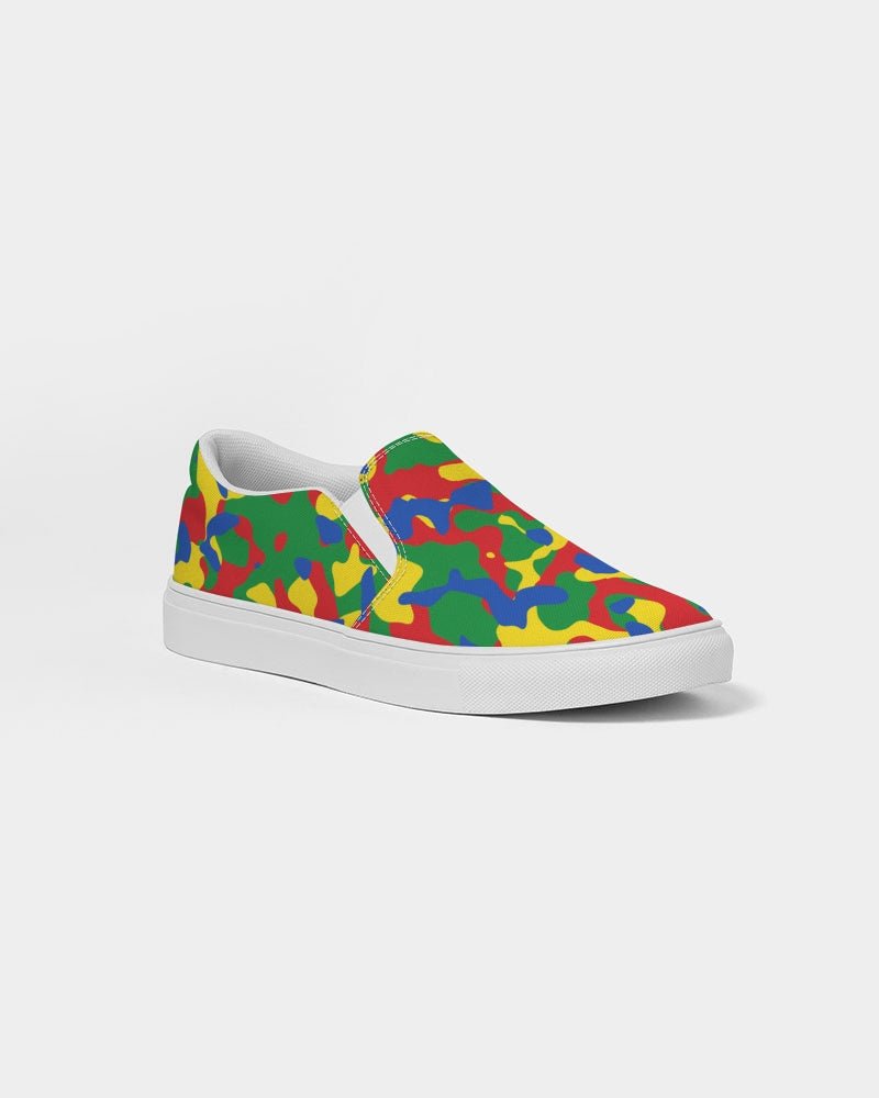 Ethiopia Flag Camo Men's Slip - On Canvas Shoe - Conscious Apparel Store