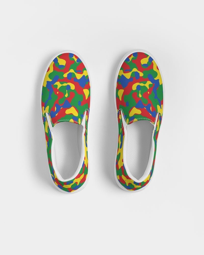 Ethiopia Flag Camo Men's Slip-On Canvas Shoe - Conscious Apparel Store