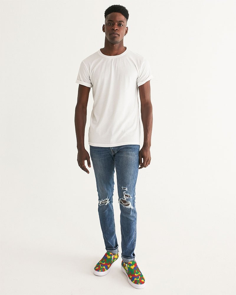 Ethiopia Flag Camo Men's Slip-On Canvas Shoe - Conscious Apparel Store