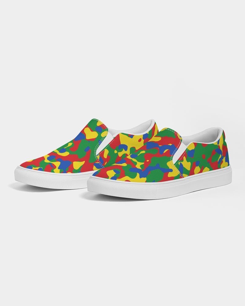 Ethiopia Flag Camo Men's Slip-On Canvas Shoe - Conscious Apparel Store