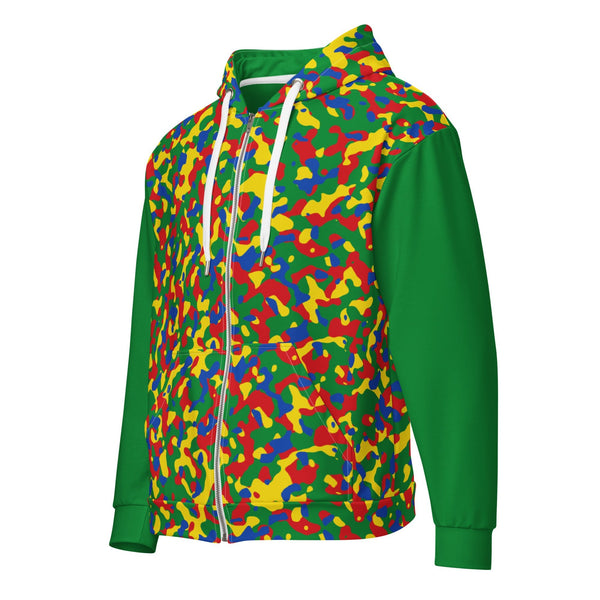 Ethiopia Flag Camo Unisex zip hoodie - Conscious Apparel Store