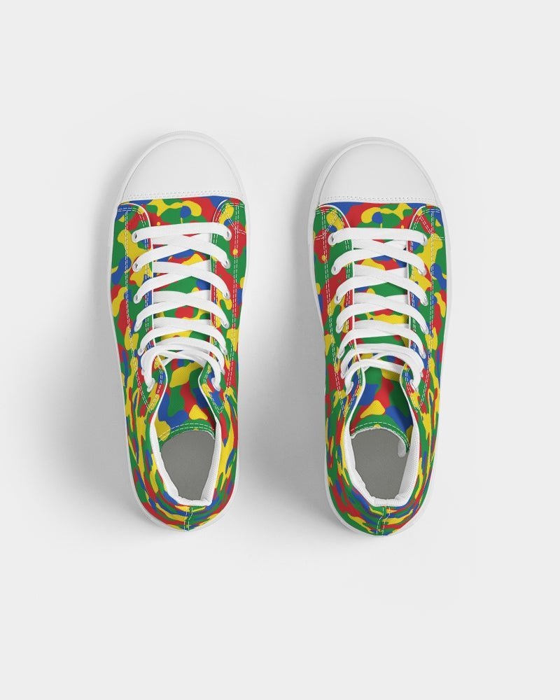 Ethiopia Flag Camo Women's Hightop Canvas Shoe - Conscious Apparel Store