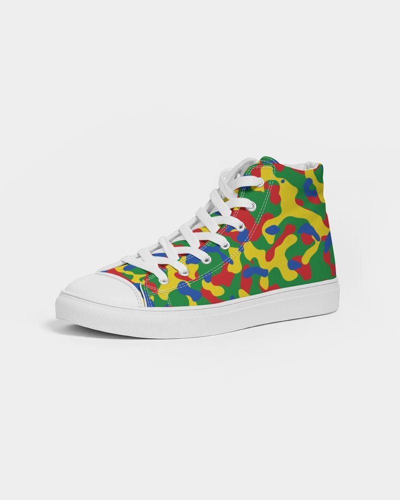 Ethiopia Flag Camo Women's Hightop Canvas Shoe - Conscious Apparel Store