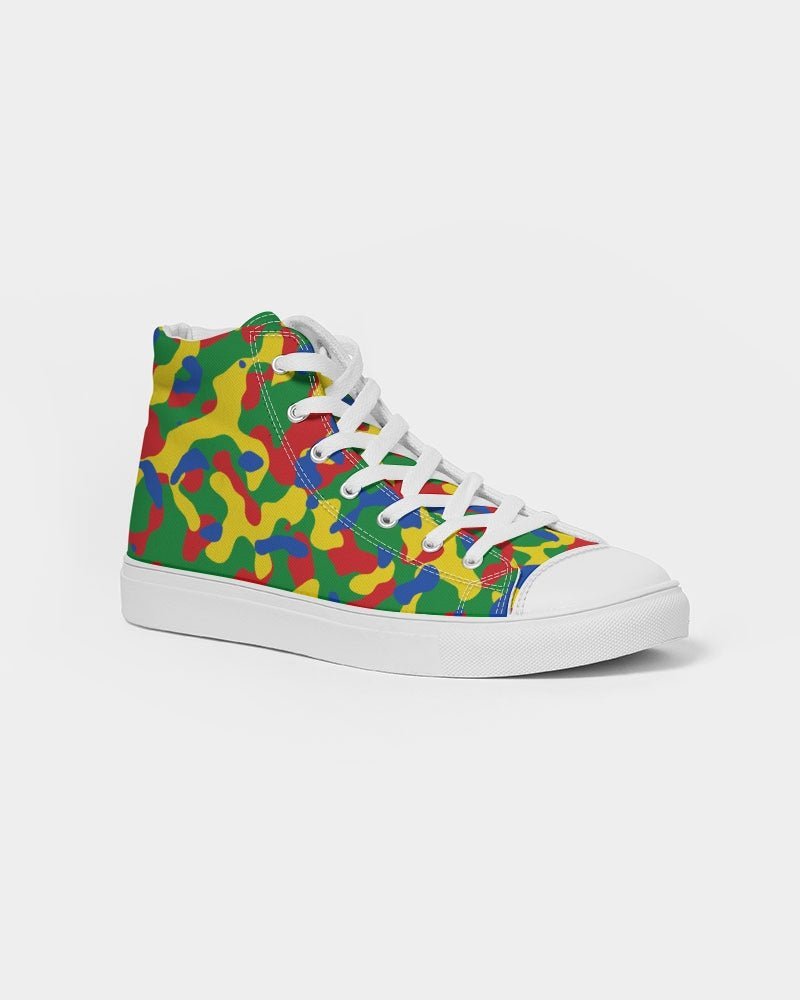 Ethiopia Flag Camo Women's Hightop Canvas Shoe - Conscious Apparel Store