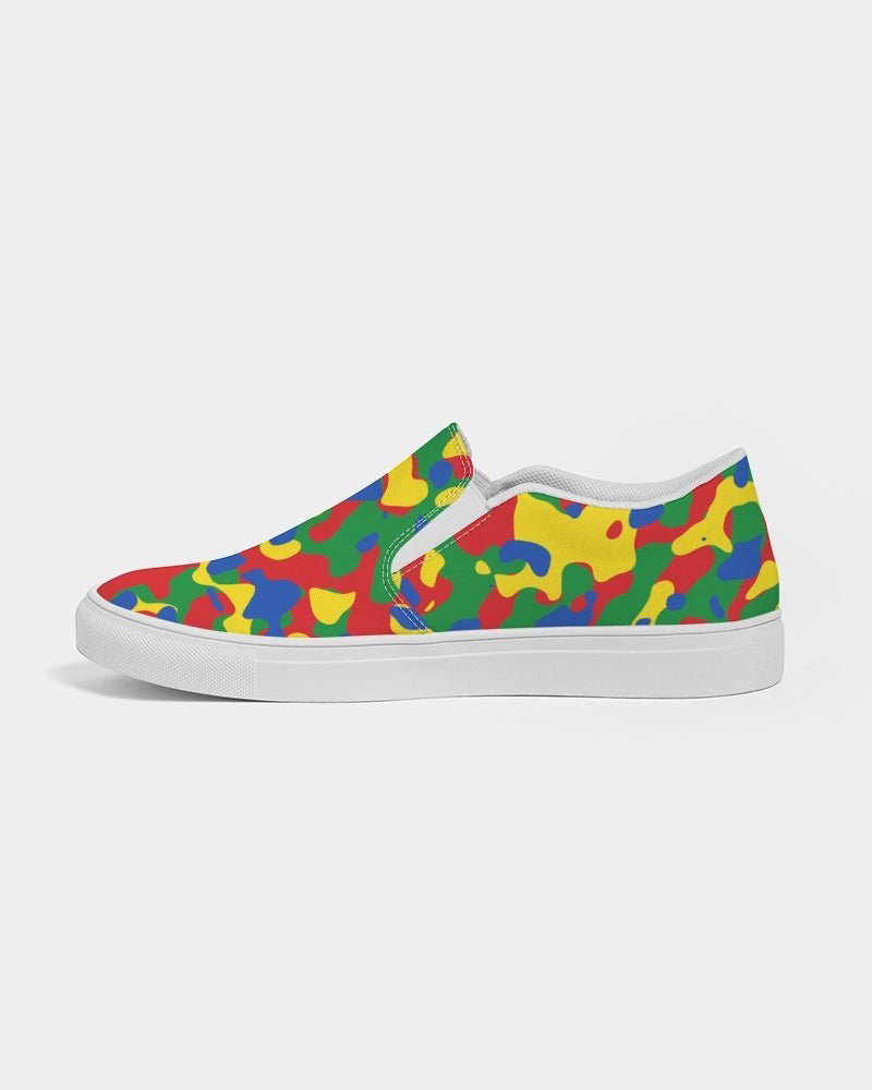 Ethiopia Flag Camo Women's Slip-On Canvas Shoe - Conscious Apparel Store