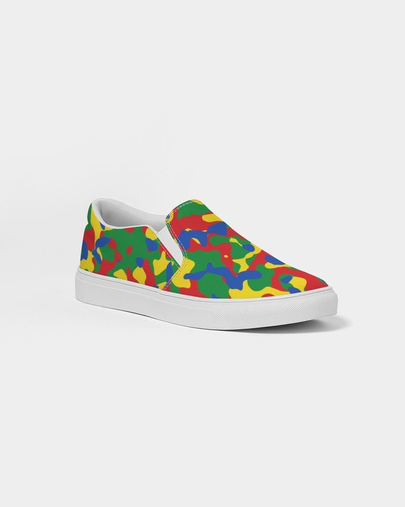 Ethiopia Flag Camo Women's Slip-On Canvas Shoe - Conscious Apparel Store