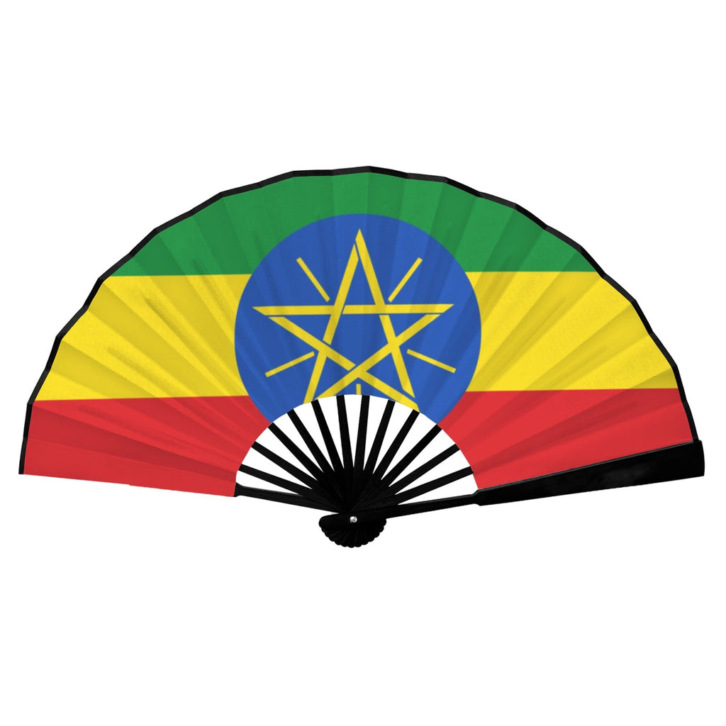 Ethiopia Flag Double-Sided Custom Folding Fan - Conscious Apparel Store