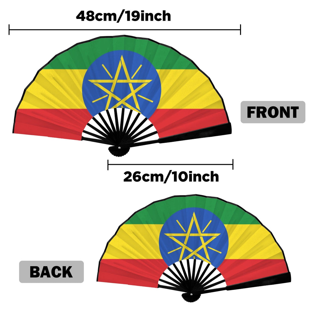 Ethiopia Flag Double-Sided Custom Folding Fan - Conscious Apparel Store