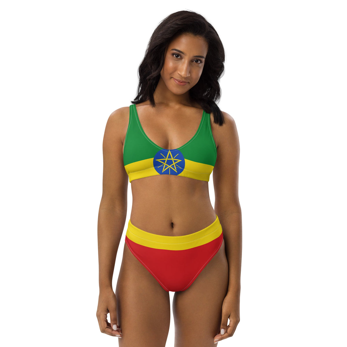 Ethiopia Flag high-waisted bikini - Conscious Apparel Store