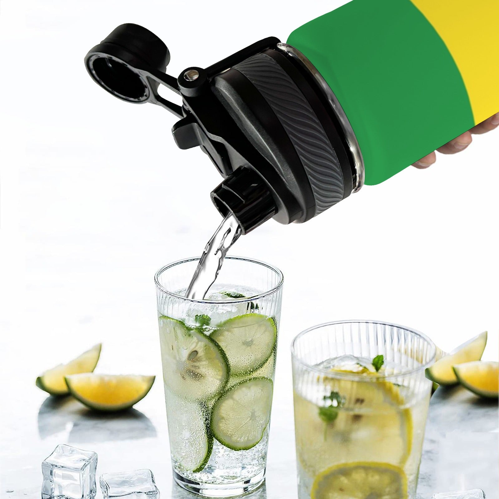 Ethiopia Flag Insulated Water Bottle with Dual - Use Lid (18oz) - Conscious Apparel Store