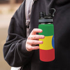 Ethiopia Flag Insulated Water Bottle with Dual - Use Lid (18oz) - Conscious Apparel Store