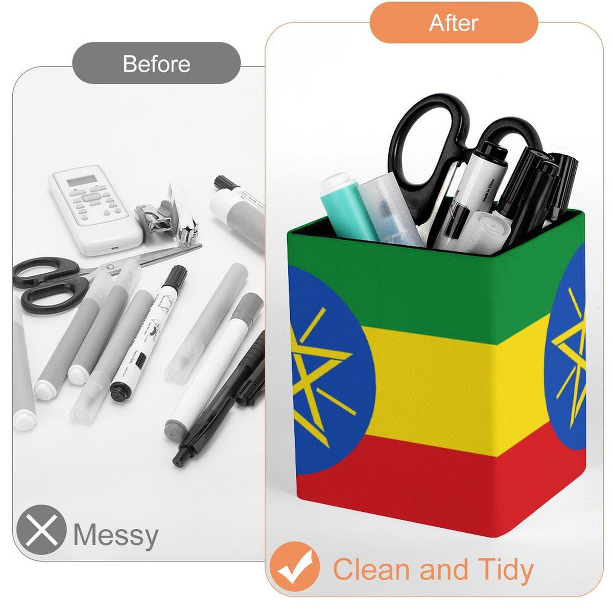 Ethiopia Flag Square Pen Holder - Conscious Apparel Store