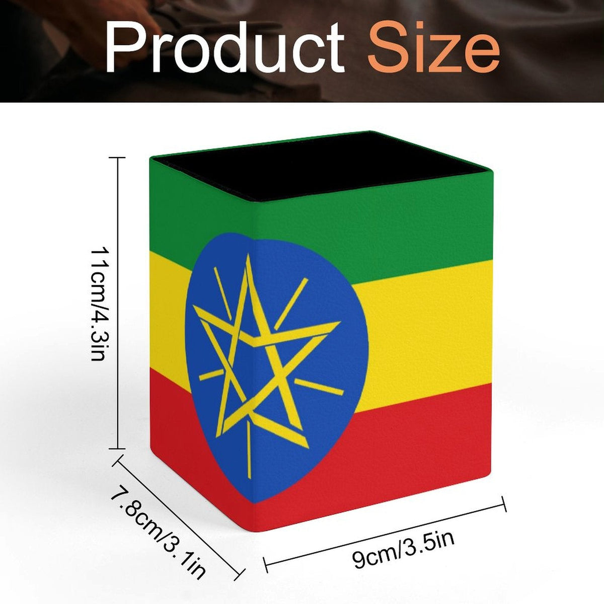 Ethiopia Flag Square Pen Holder - Conscious Apparel Store