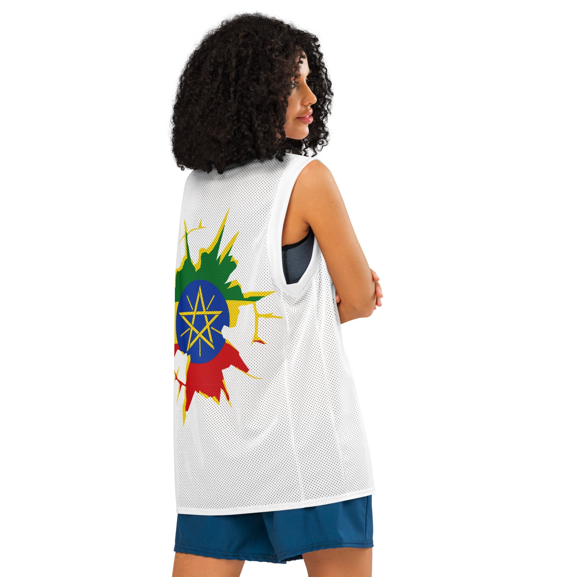 Ethiopia Flag (White) Premium Sport Jersey Tank Top - Conscious Apparel Store