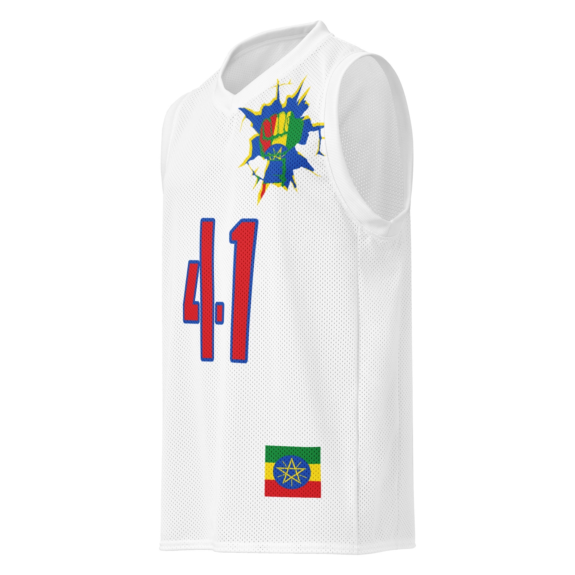 Ethiopia Flag (White) Premium Sport Jersey Tank Top - Conscious Apparel Store