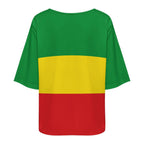 Ethiopia Flag Women’s Loose Half-Sleeve Boat Neck T-Shirt - Conscious Apparel Store