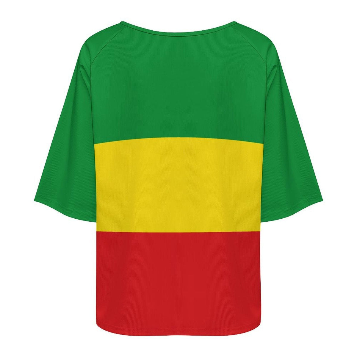 Ethiopia Flag Women’s Loose Half-Sleeve Boat Neck T-Shirt - Conscious Apparel Store