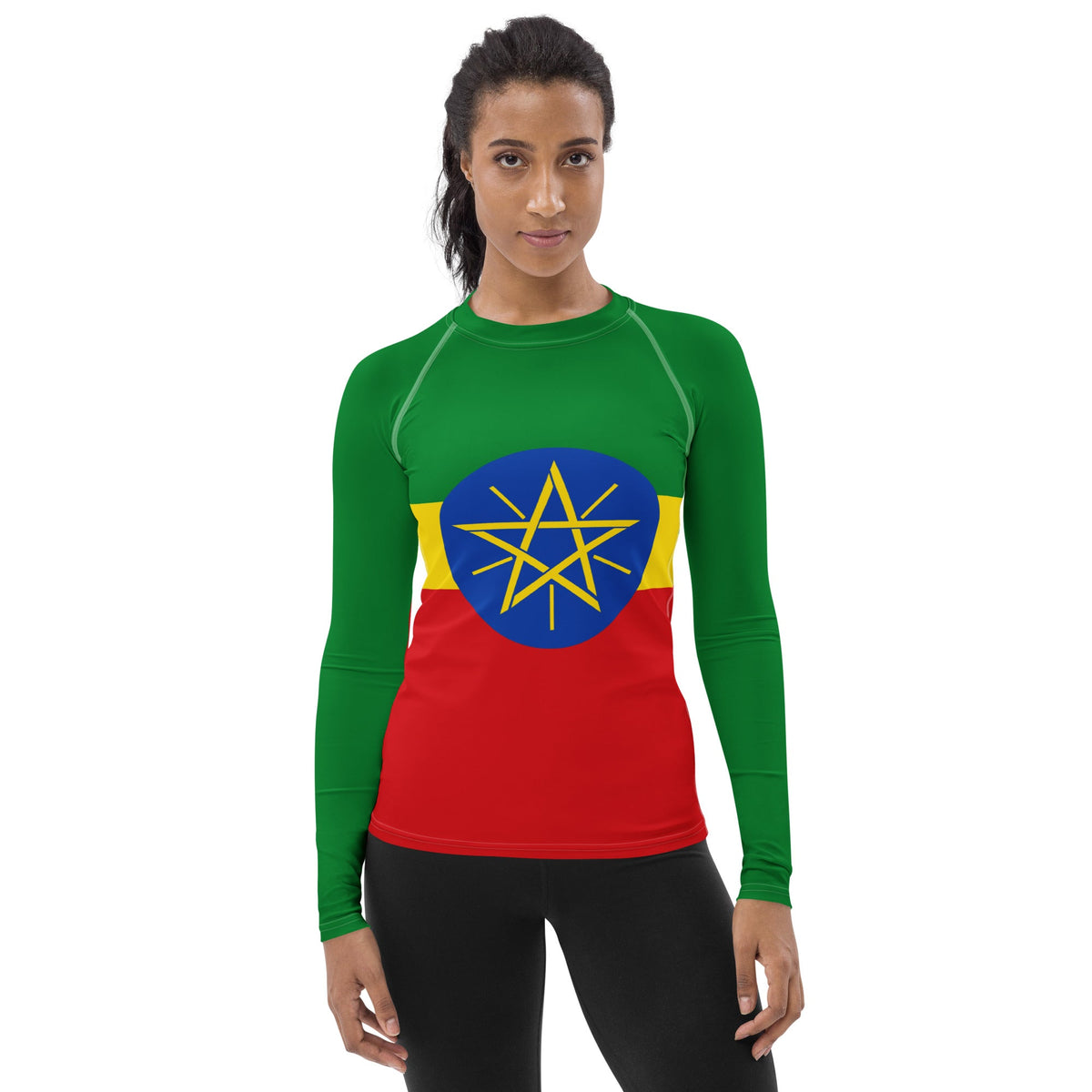Ethiopia Flag Women's Rash Guard - Conscious Apparel Store