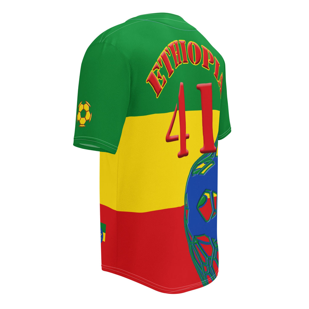 Ethiopia Football Themed Button-Down Sport Jersey - Conscious Apparel Store