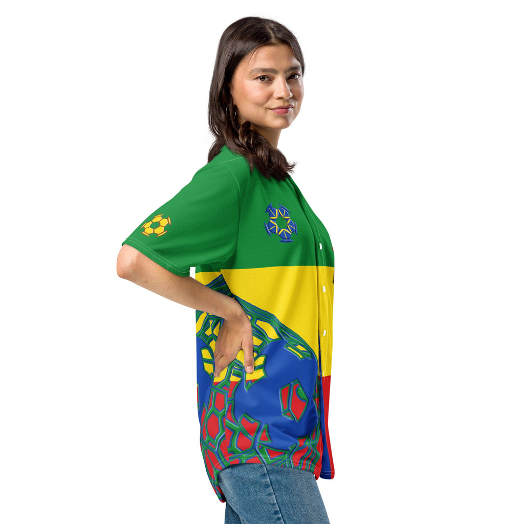 Ethiopia Football Themed Button-Down Sport Jersey - Conscious Apparel Store