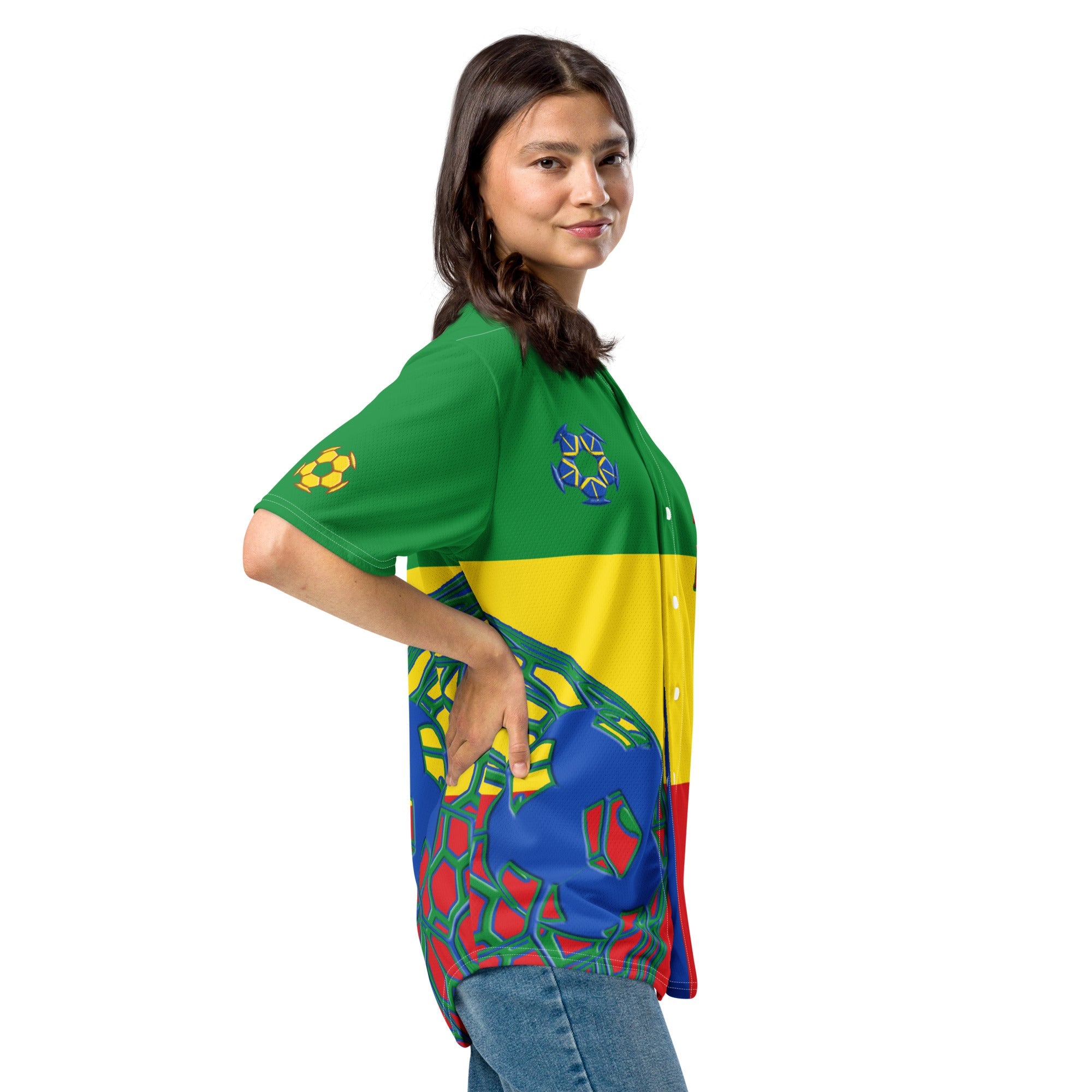 Ethiopia Football Themed Button-Down Sport Jersey - Conscious Apparel Store