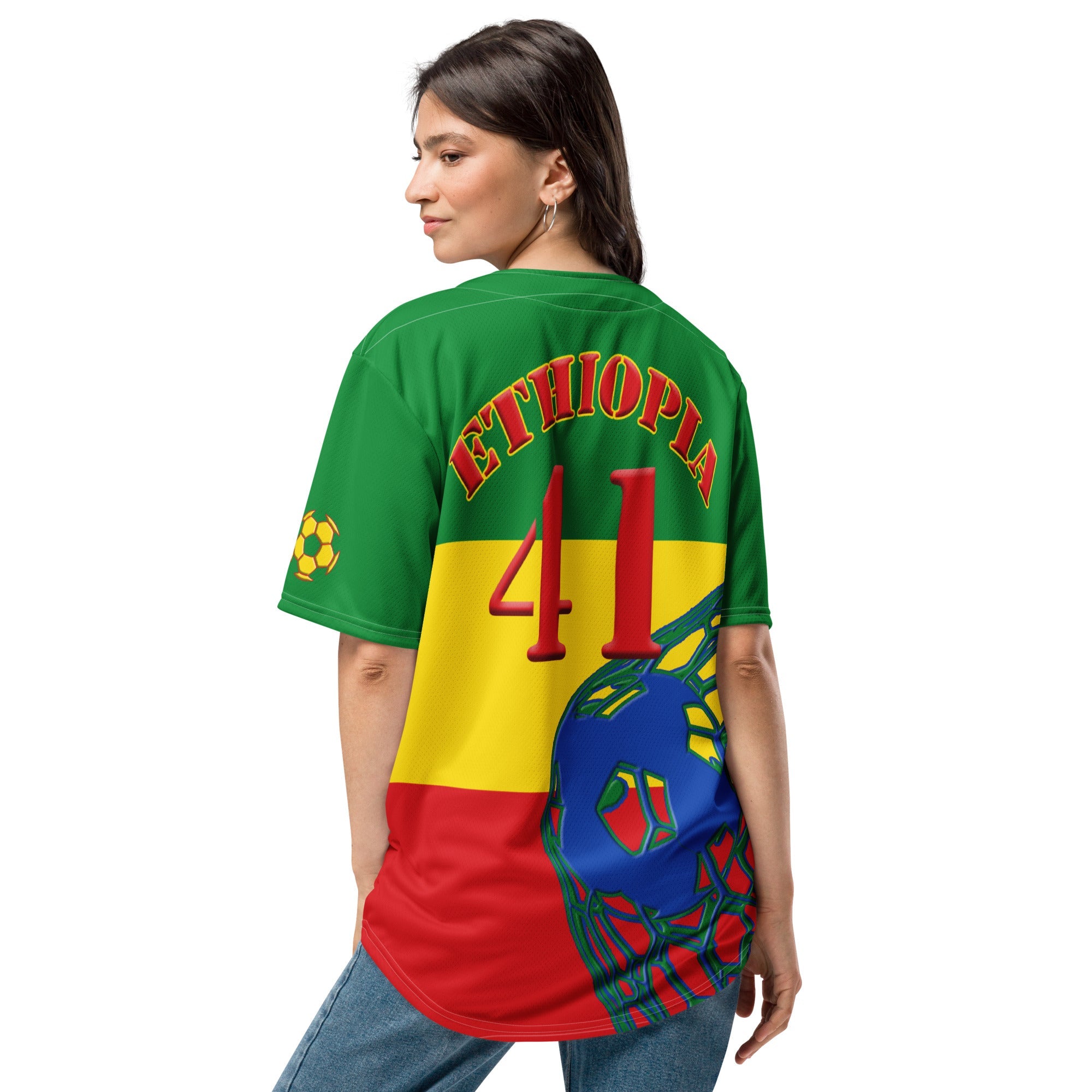 Ethiopia Football Themed Button-Down Sport Jersey - Conscious Apparel Store