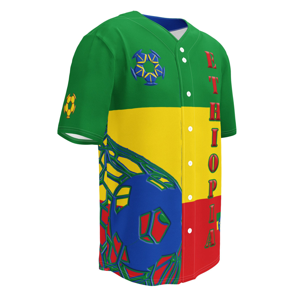 Ethiopia Football Themed Button-Down Sport Jersey - Conscious Apparel Store