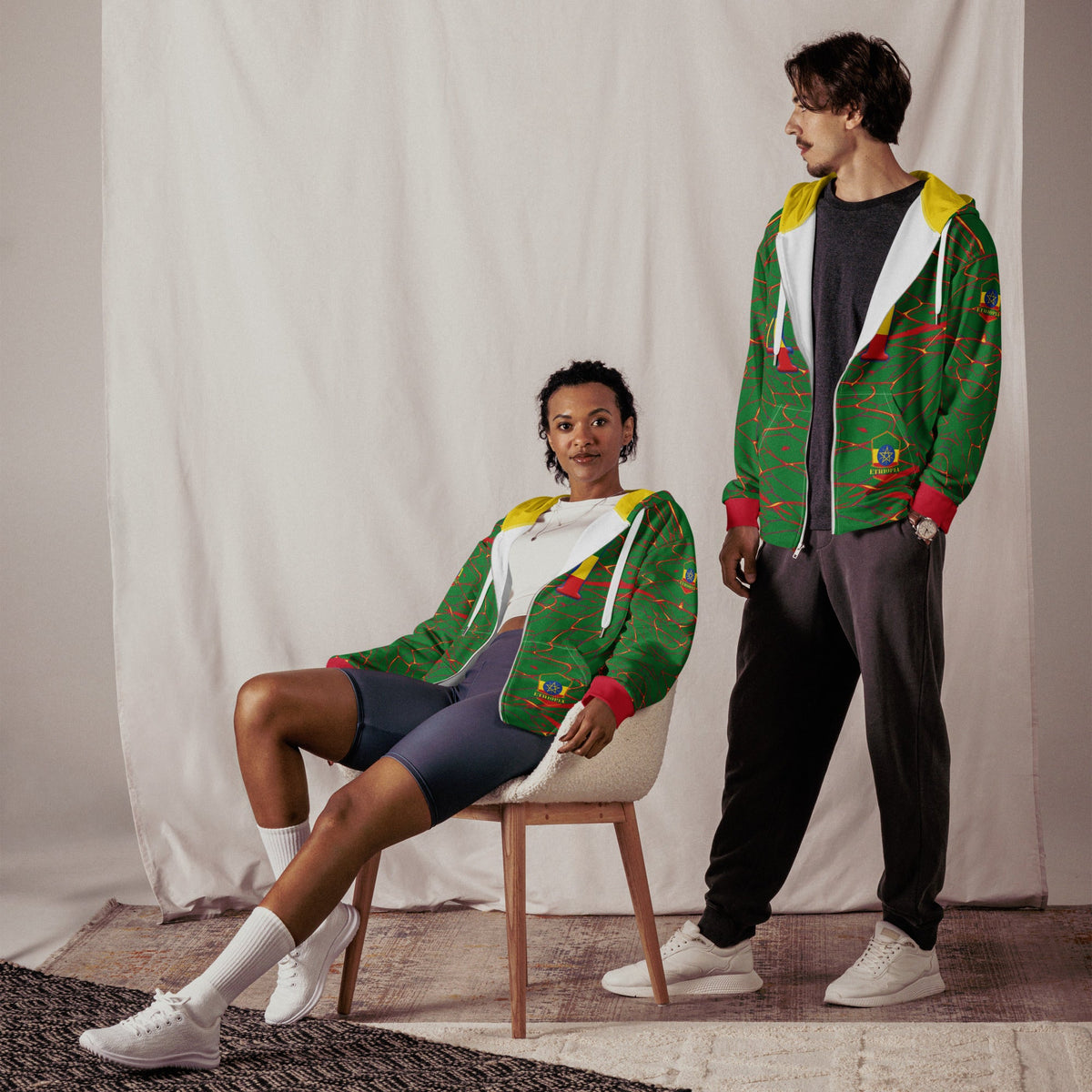 Ethiopia Football Unisex zip hoodie - Conscious Apparel Store