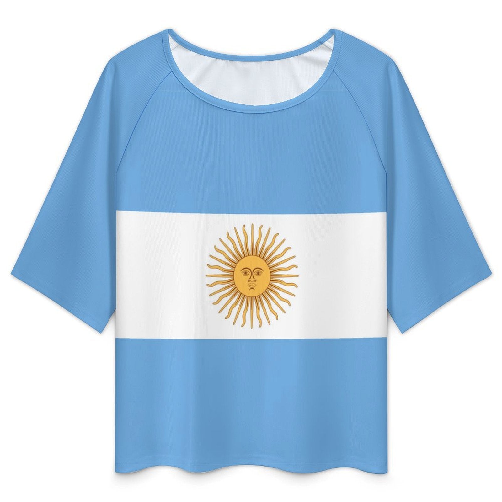 Argentina Flag Women’s Loose Half-Sleeve Boat Neck T-Shirt