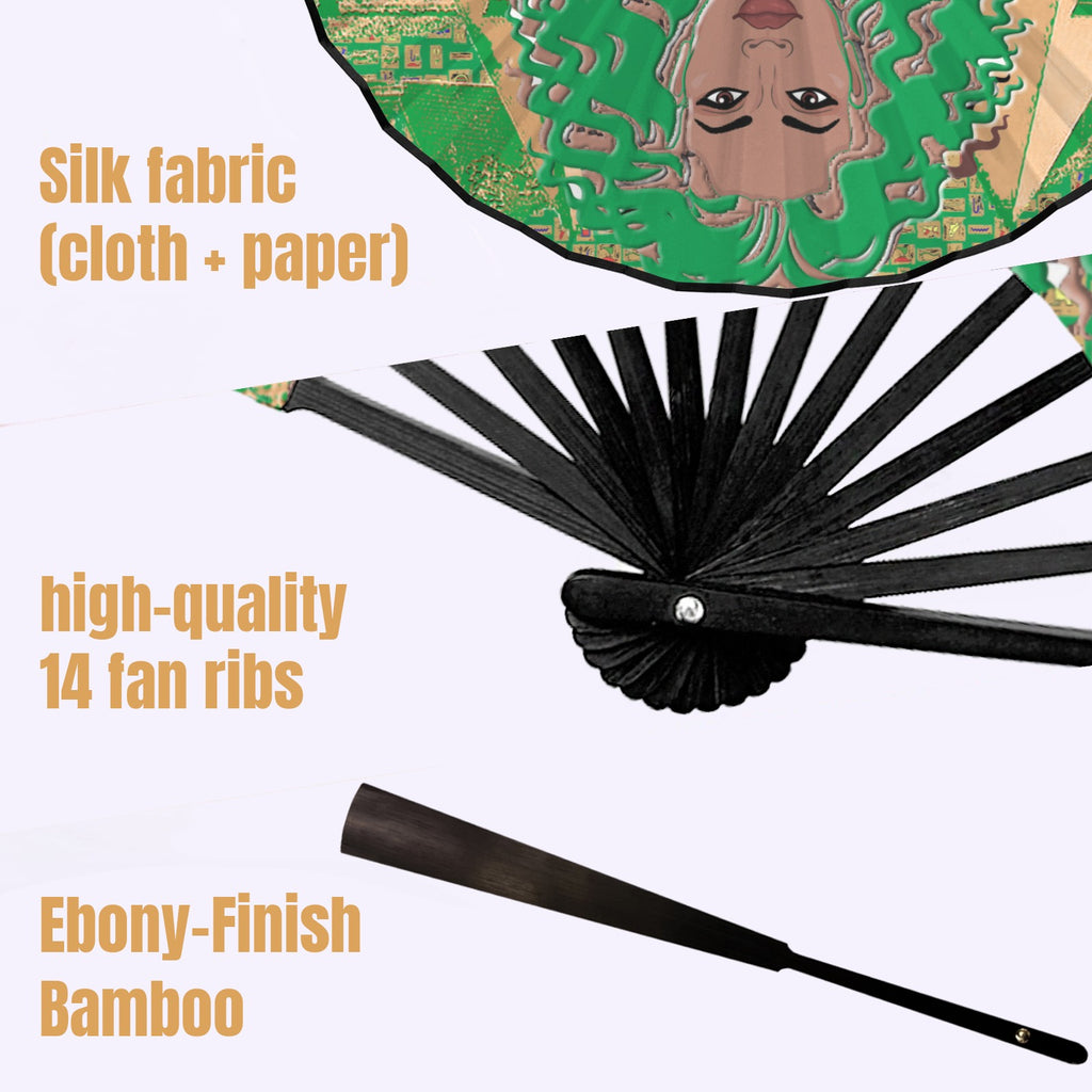 Nubian Girl (Green) Double-Sided Custom Folding Fan