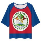 Belize Flag Women’s Loose Half-Sleeve Boat Neck T-Shirt