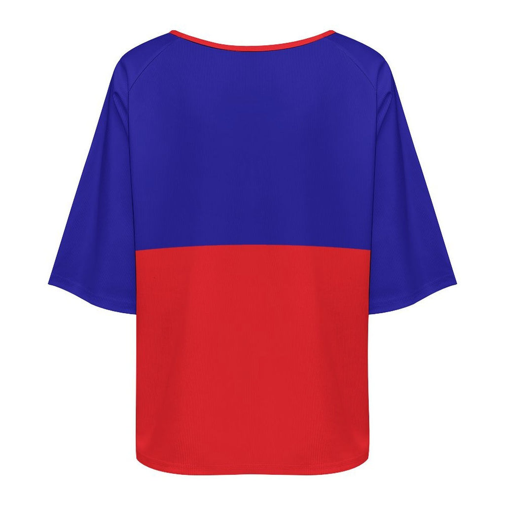 Haiti Flag Women’s Loose Half-Sleeve Boat Neck T-Shirt