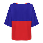 Haiti Flag Women’s Loose Half-Sleeve Boat Neck T-Shirt