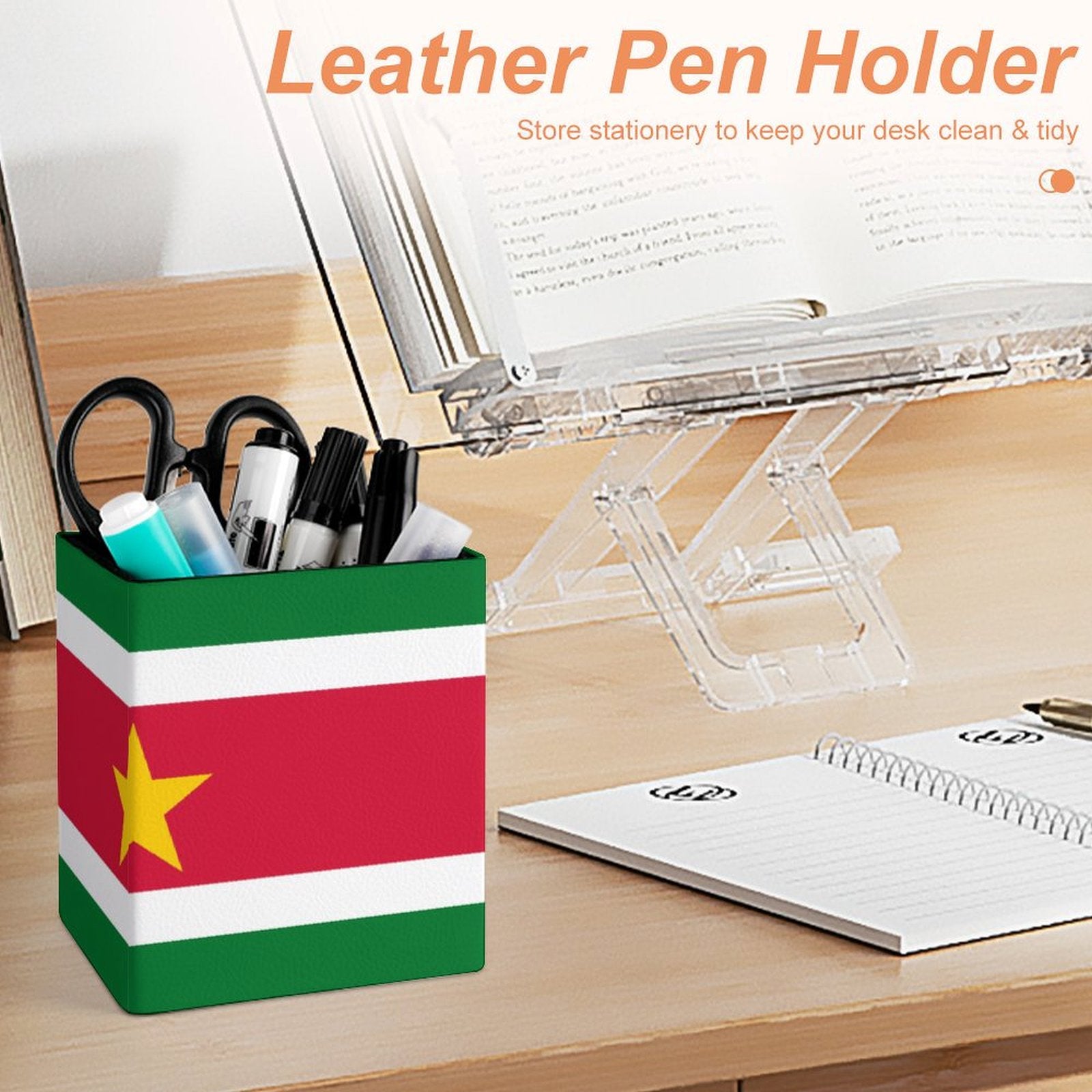 Suriname Flag Square Pen Holder