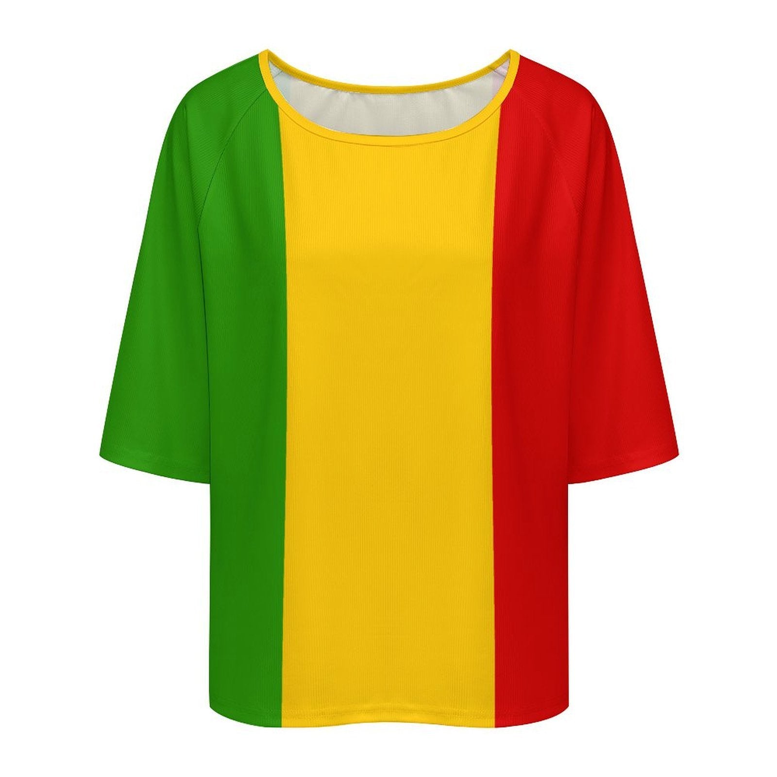Rastafarian Flag Women’s Loose Half-Sleeve Boat Neck T-Shirt