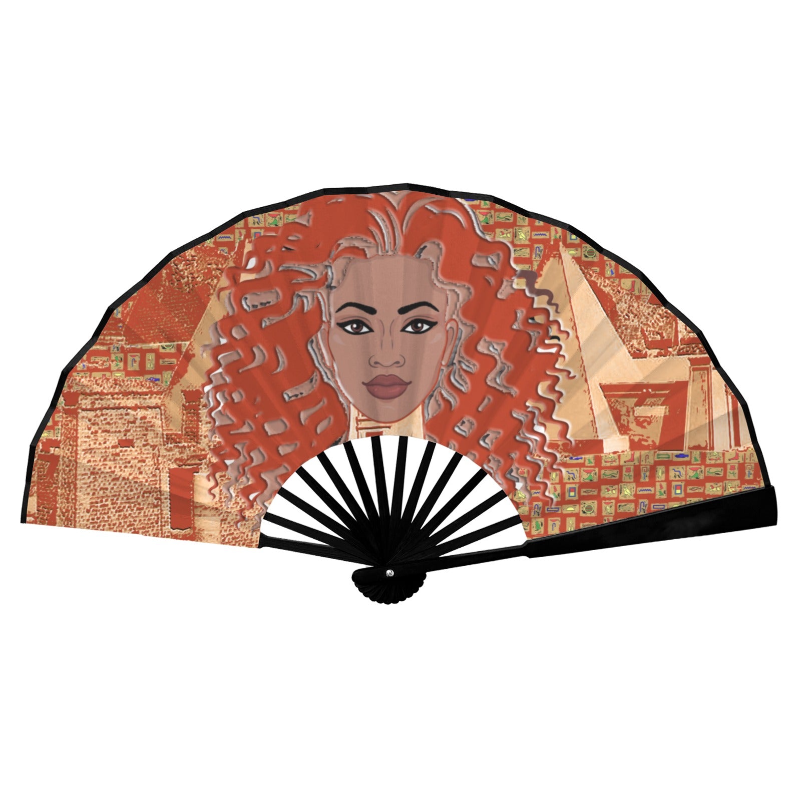 Nubian Girl (Red-Rust) Double-Sided Custom Folding Fan