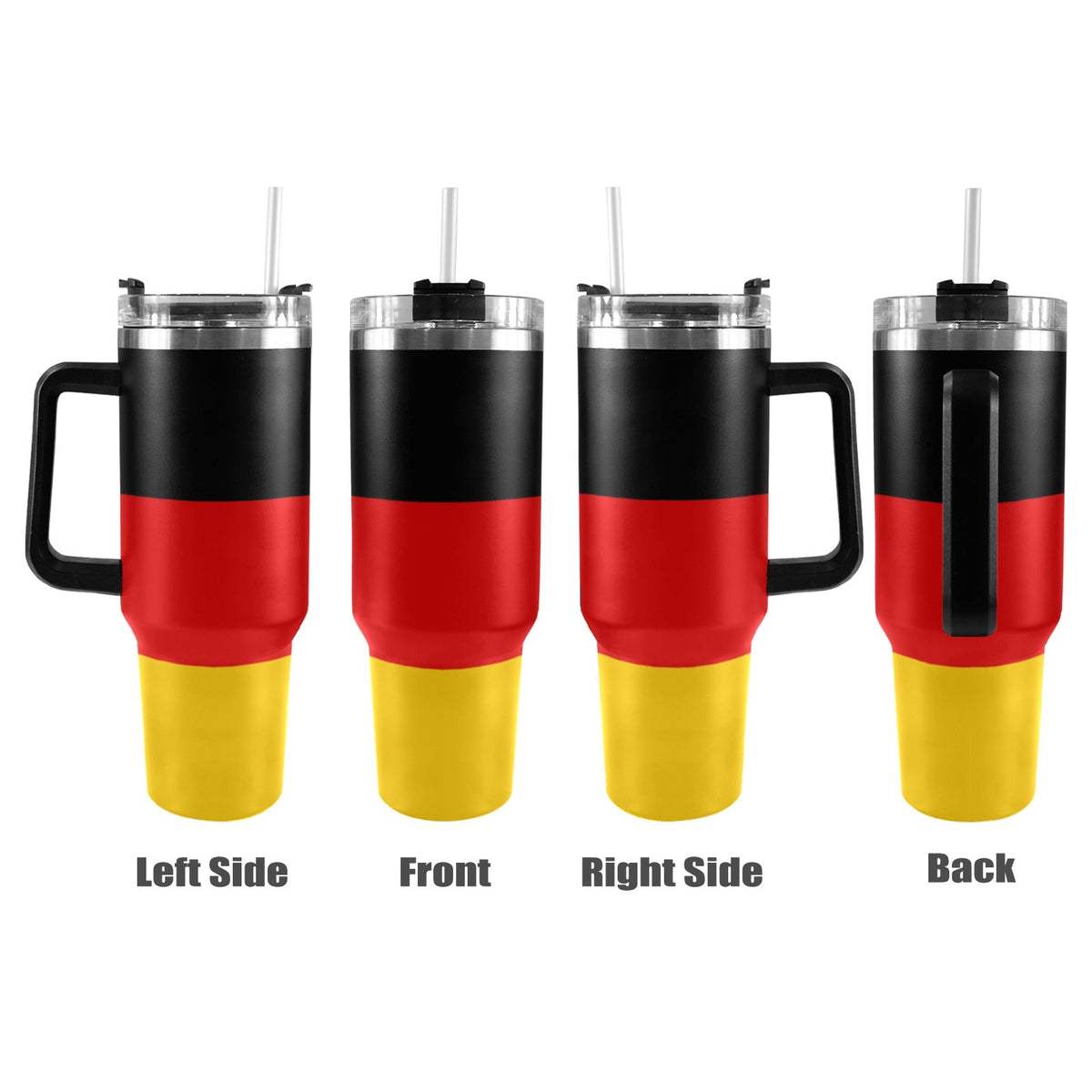 Germany Flag 40oz Tumbler with Black Handle - Conscious Apparel Store