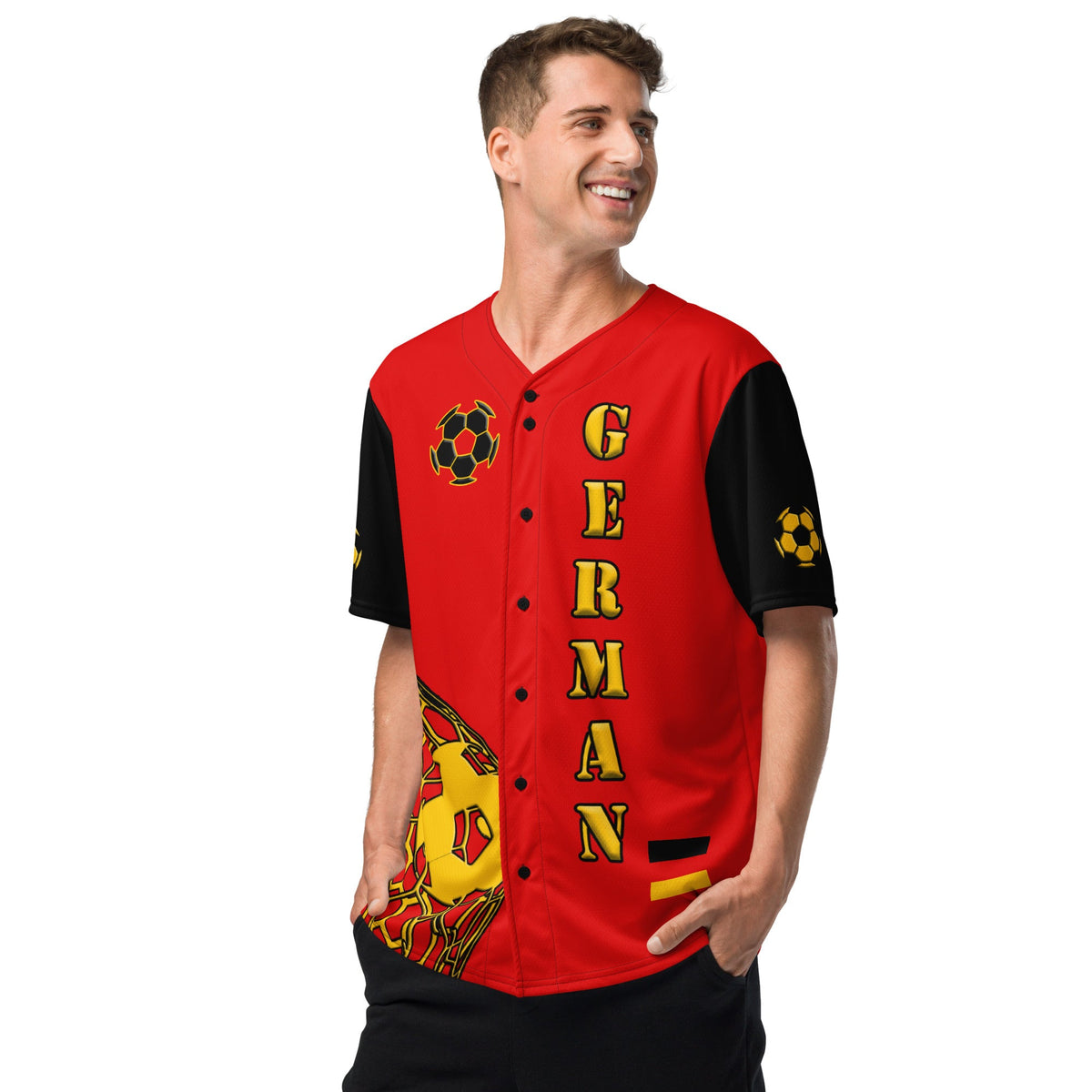 Germany Football Themed Button-Down Sport Jersey - Conscious Apparel Store