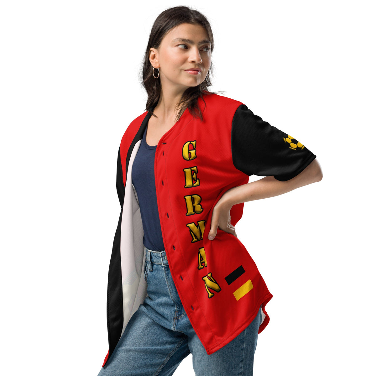 Germany Football Themed Button-Down Sport Jersey - Conscious Apparel Store