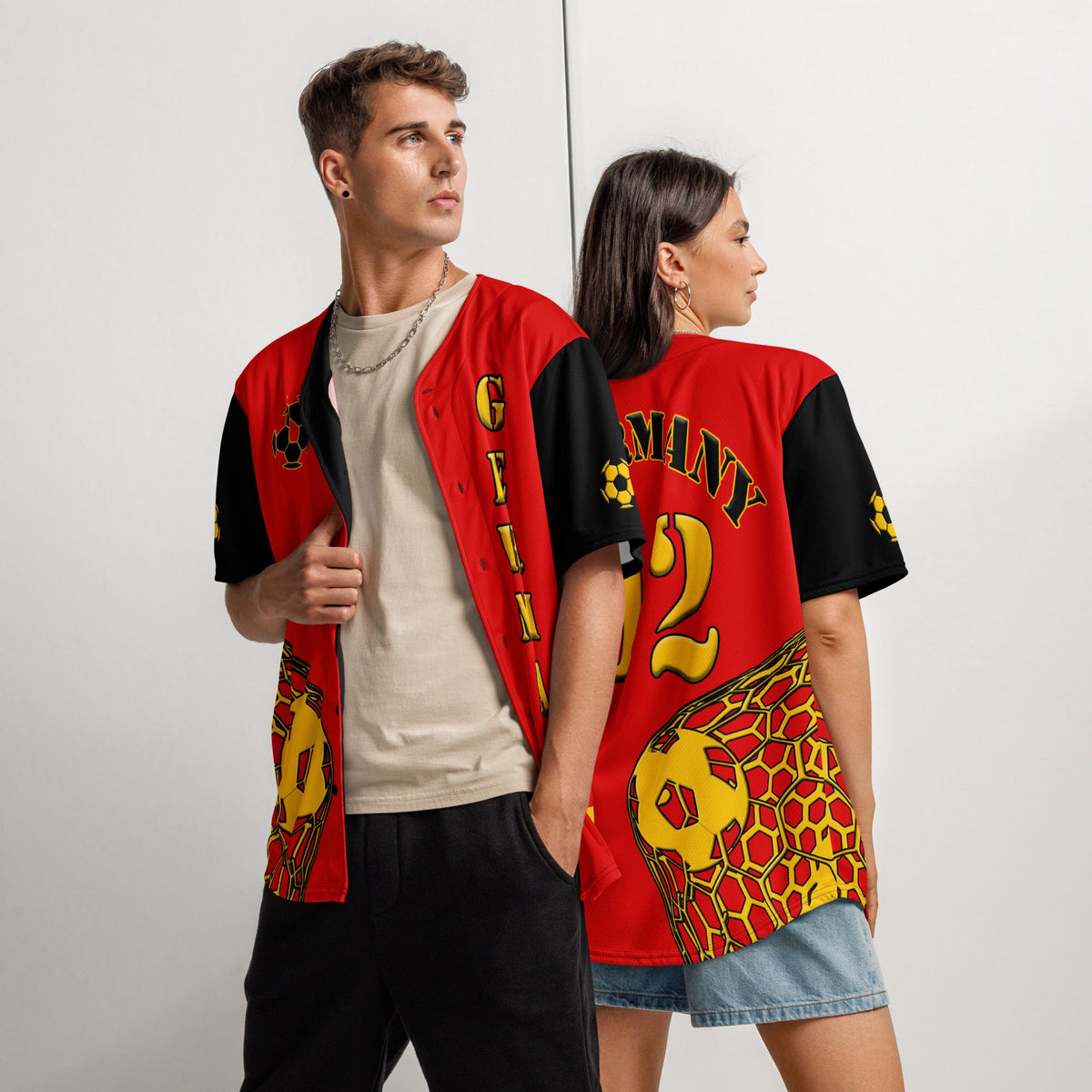 Germany Football Themed Button-Down Sport Jersey - Conscious Apparel Store