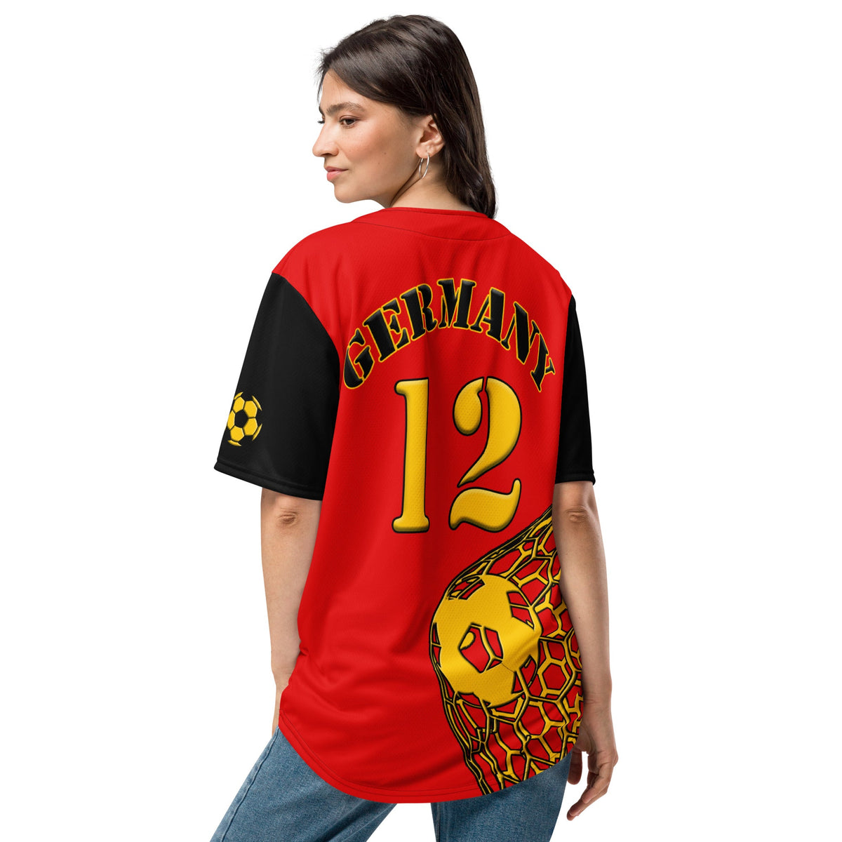 Germany Football Themed Button-Down Sport Jersey - Conscious Apparel Store