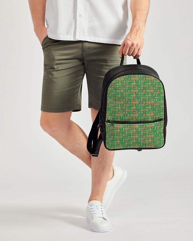 Green Hieroglyphics Classic Faux Leather Backpack - Conscious Apparel Store