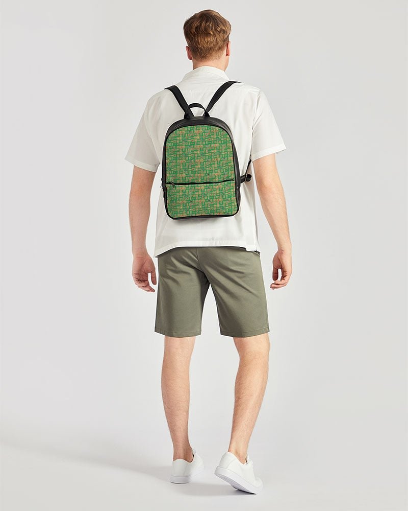 Green Hieroglyphics Classic Faux Leather Backpack - Conscious Apparel Store